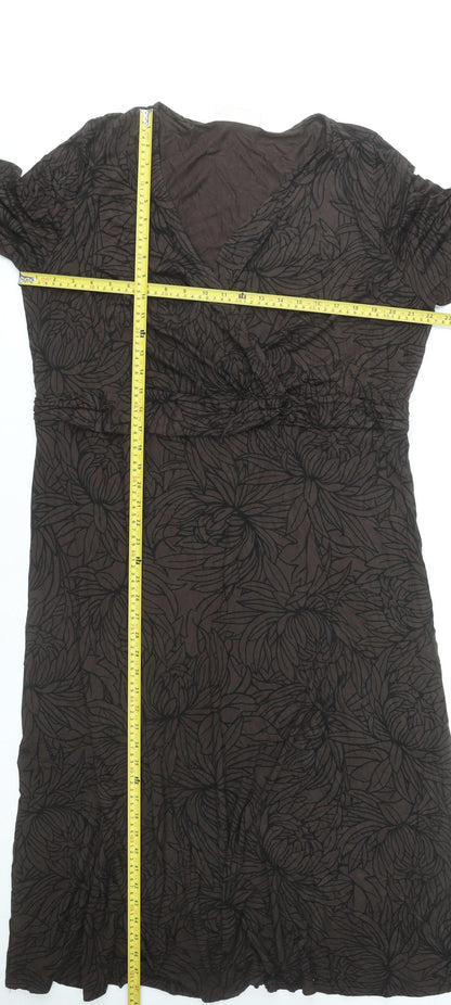 Ann Harvey Women’s Brown Floral Midi Wrap Dress Size 22