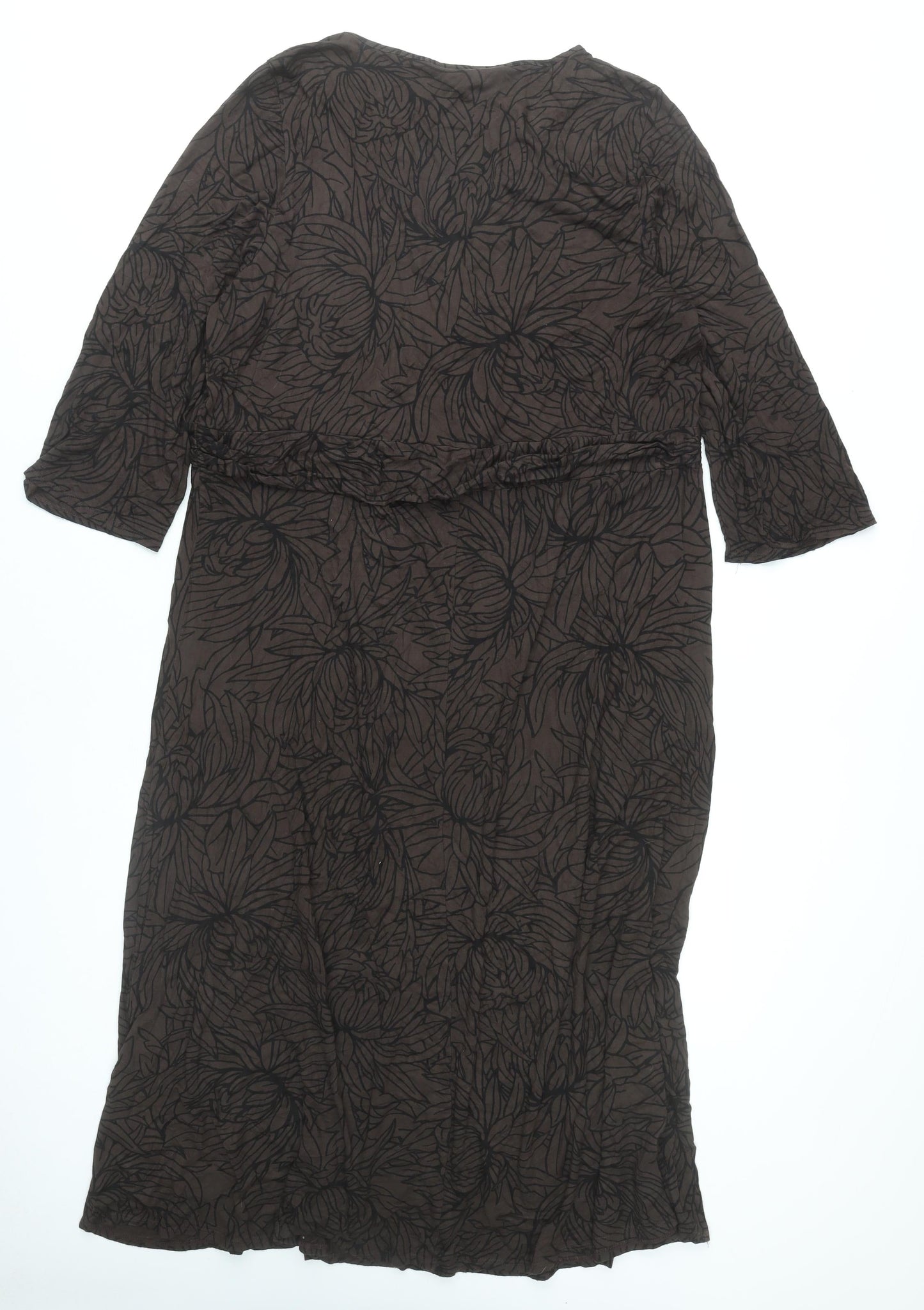Ann Harvey Women’s Brown Floral Midi Wrap Dress Size 22