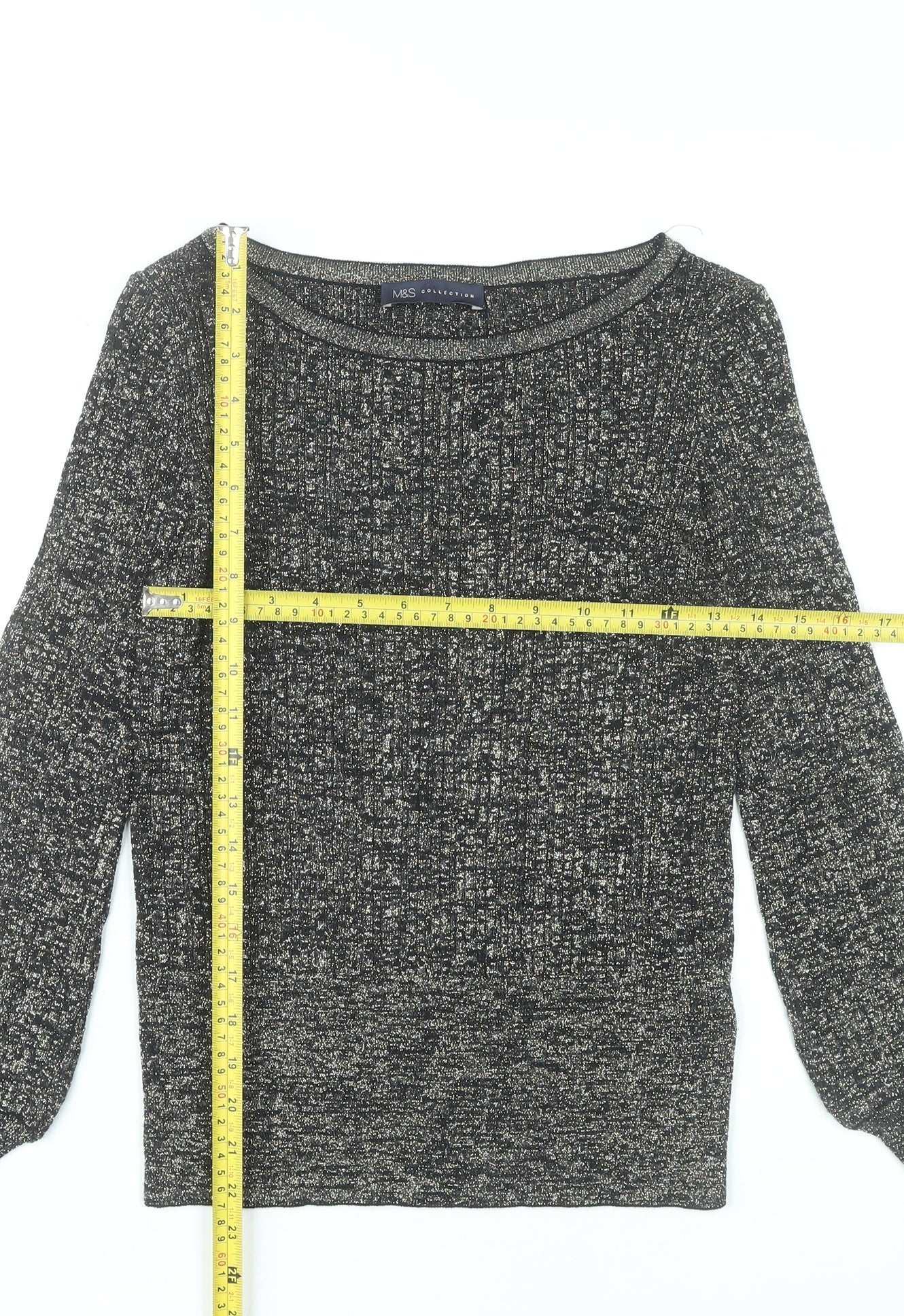 Marks and Spencer Womens Black Knit Boat Neck Blouse Size S