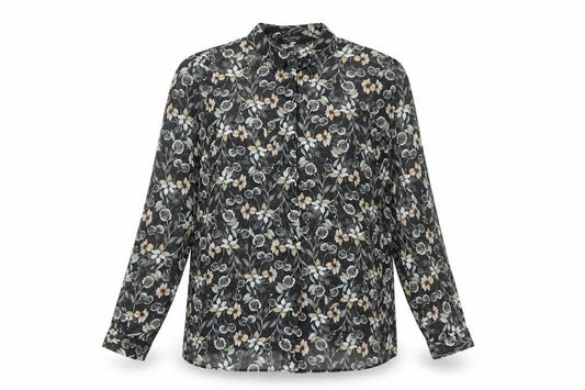 Miss Selfridge Women’s Black Floral Chiffon Blouse UK 10 Long Sleeve