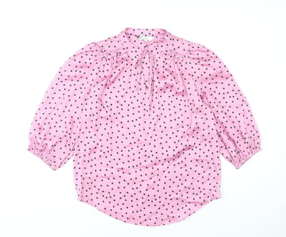 Marks and Spencer Womens Pink Polka Dot Blouse Size 10 Tunic Style