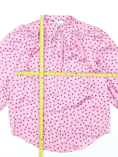 Marks and Spencer Womens Pink Polka Dot Blouse Size 10 Tunic Style
