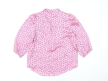 Marks and Spencer Womens Pink Polka Dot Blouse Size 10 Tunic Style