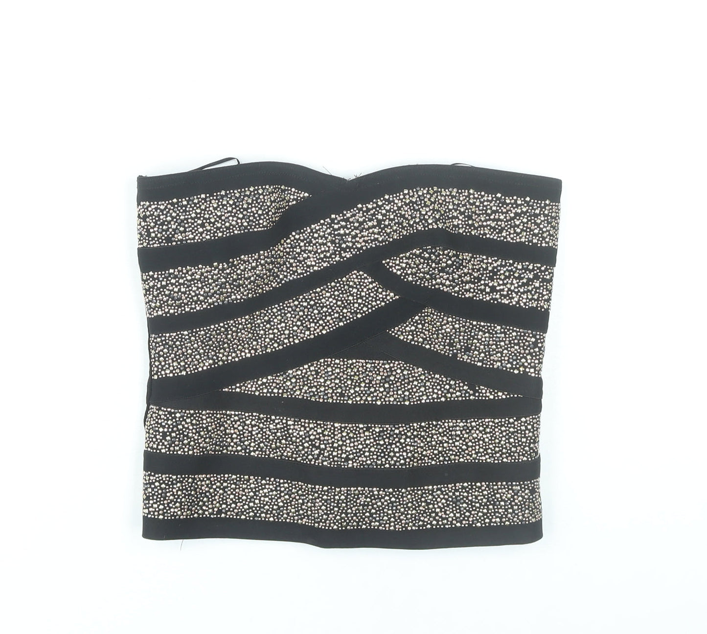 River Island Women Black Size 10 Strapless Beaded Camisole Party Top