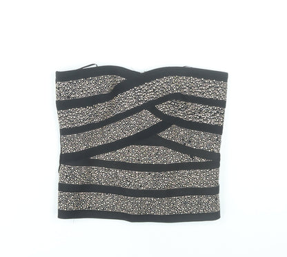 River Island Women Black Size 10 Strapless Beaded Camisole Party Top