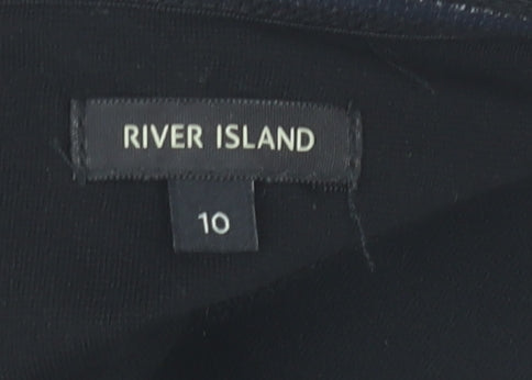 River Island Women Black Size 10 Strapless Beaded Camisole Party Top