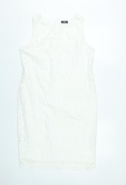 Wallis Women’s Ivory Lace Sheath Dress Size 14 Wedding Cocktail