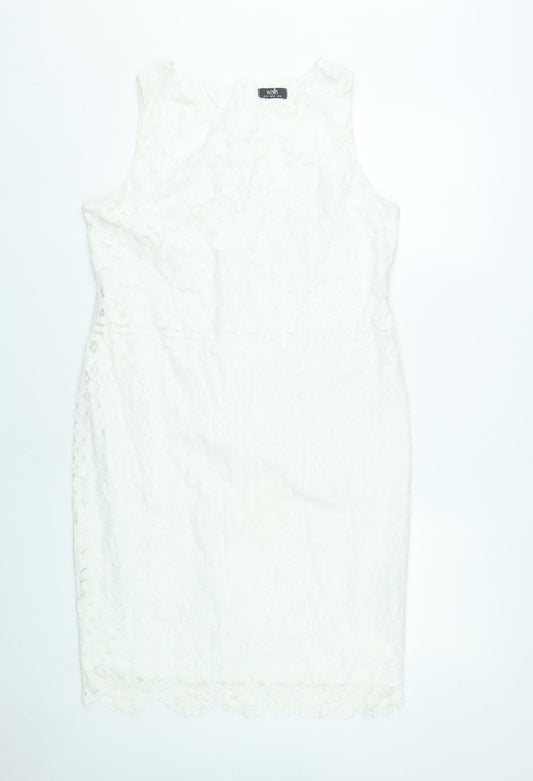 Wallis Women’s Ivory Lace Sheath Dress Size 14 Wedding Cocktail