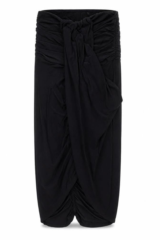 Boohoo Women’s Black Size 12 Wrap Ruched Knee Length Skirt
