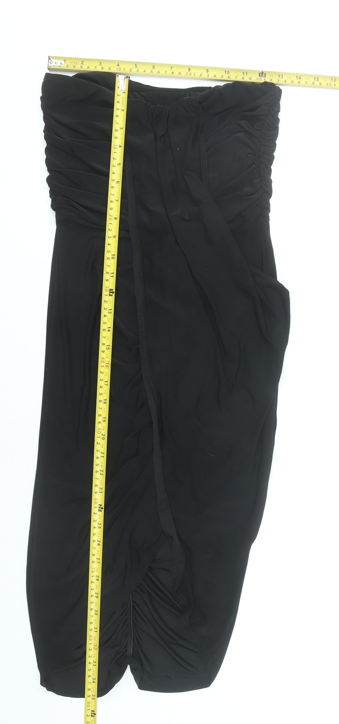 Boohoo Women’s Black Size 12 Wrap Ruched Knee Length Skirt