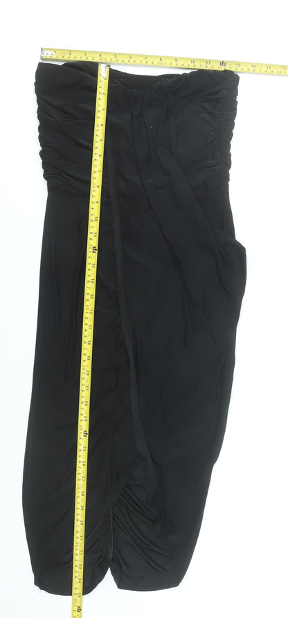 Boohoo Women’s Black Size 12 Wrap Ruched Knee Length Skirt