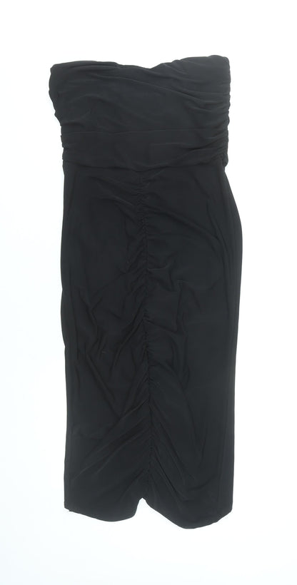 Boohoo Women’s Black Size 12 Wrap Ruched Knee Length Skirt