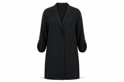 River Island Women Black Size 10 Shift Collared Knee Length Dress