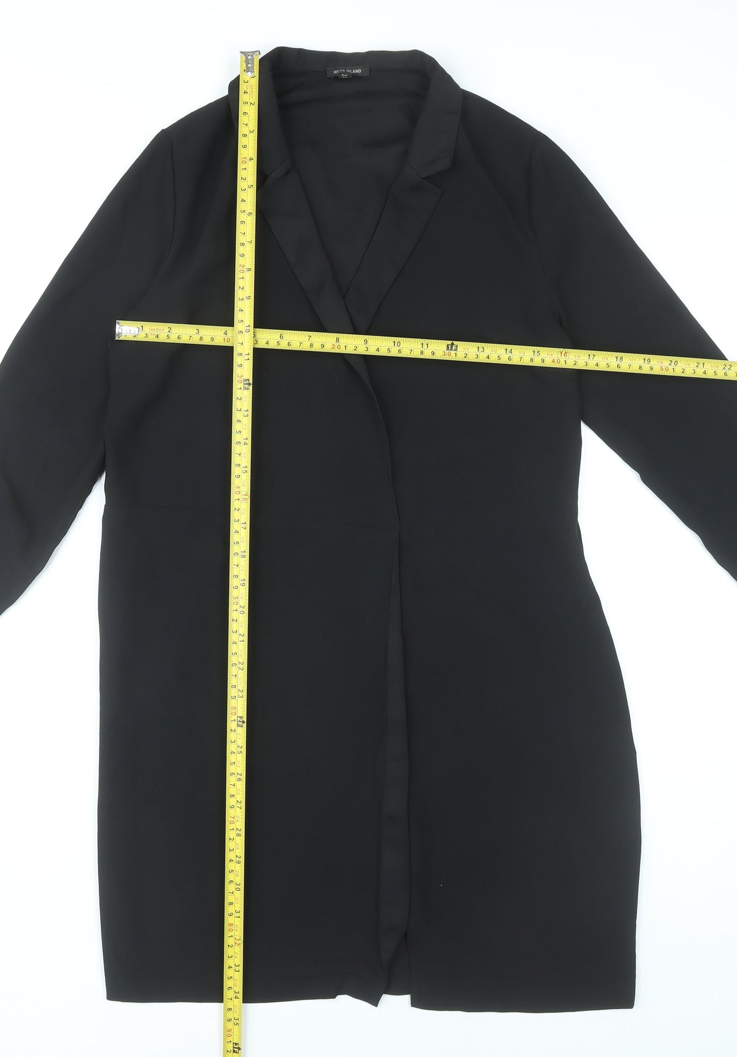 River Island Women Black Size 10 Shift Collared Knee Length Dress