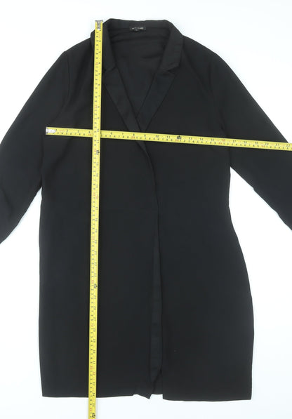 River Island Women Black Size 10 Shift Collared Knee Length Dress