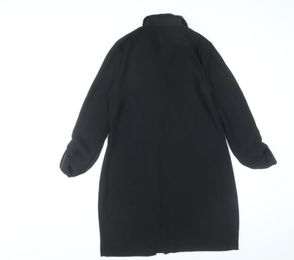 River Island Women Black Size 10 Shift Collared Knee Length Dress