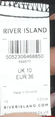 River Island Women Black Size 10 Shift Collared Knee Length Dress