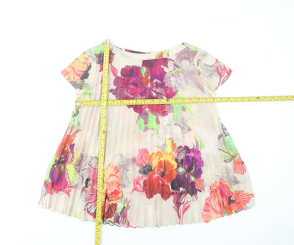 Ted Baker Women’s Multicoloured Floral Pleated Tunic Blouse Size 8