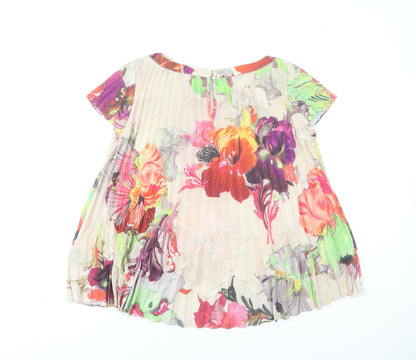Ted Baker Women’s Multicoloured Floral Pleated Tunic Blouse Size 8