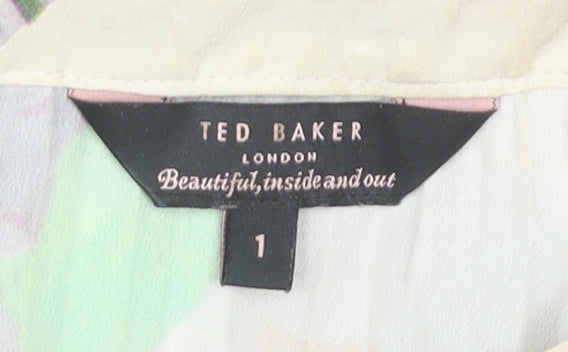 Ted Baker Women’s Multicoloured Floral Pleated Tunic Blouse Size 8