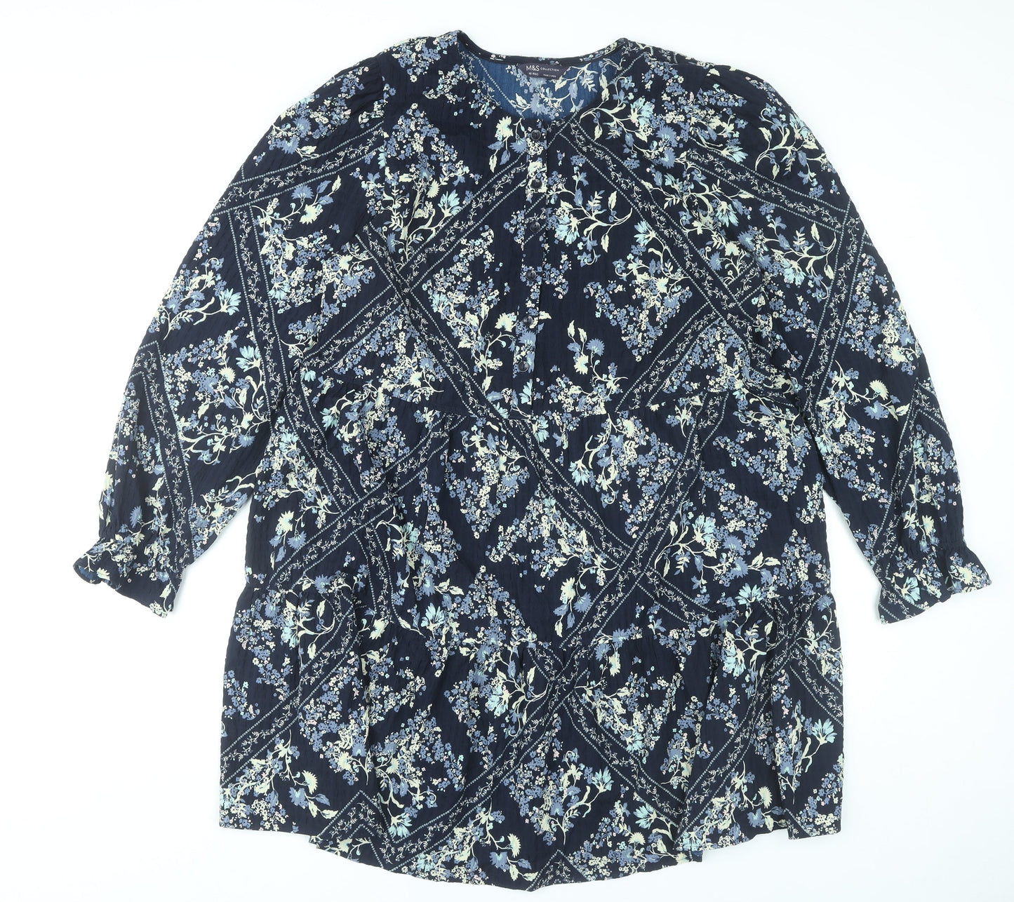 Marks and Spencer Women’s Blue Floral Shift Dress Size 16