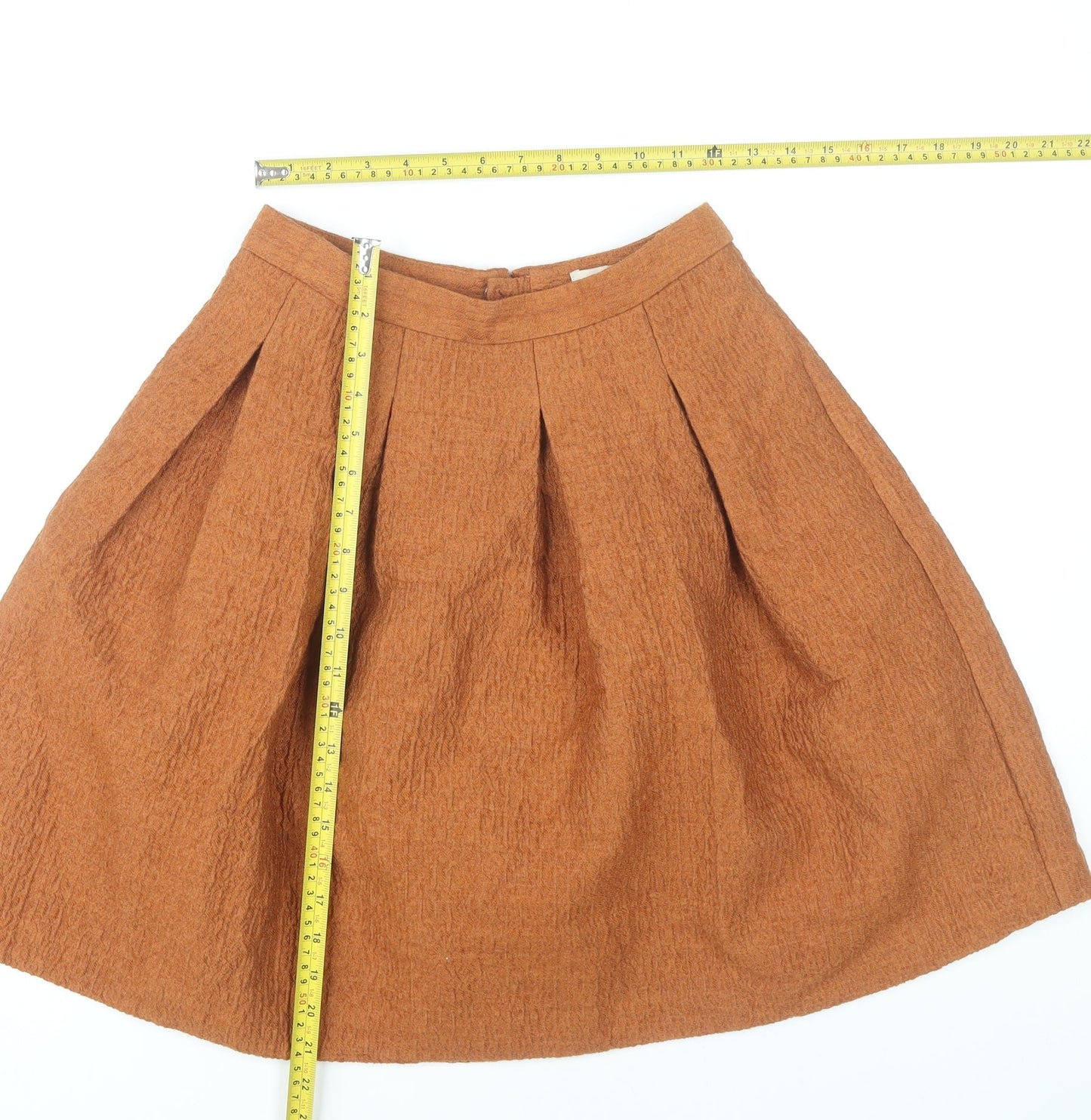 H&M Women’s Brown A-Line Knee Length Pleated Skirt Size 8