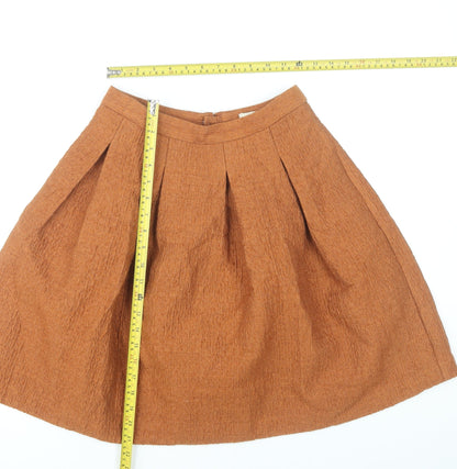 H&M Women’s Brown A-Line Knee Length Pleated Skirt Size 8