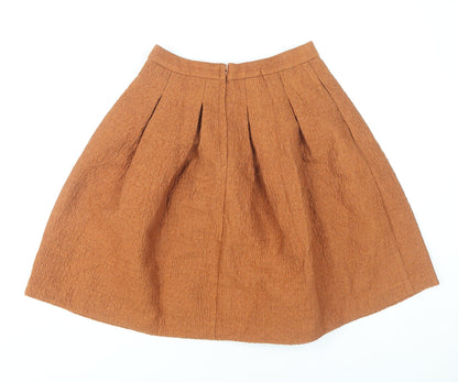 H&M Women’s Brown A-Line Knee Length Pleated Skirt Size 8