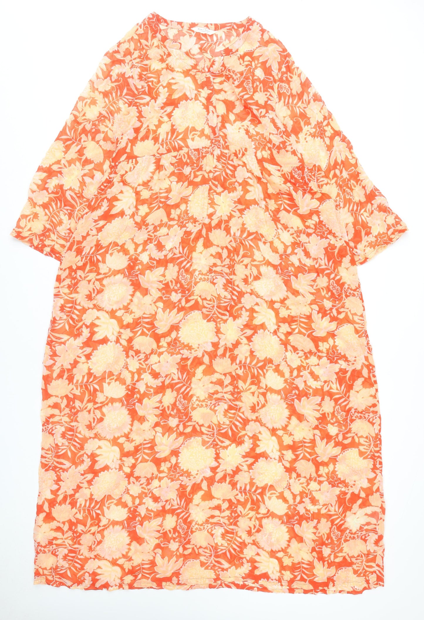 Part Two Women’s Orange Floral Viscose Midi Shift Dress Size 10