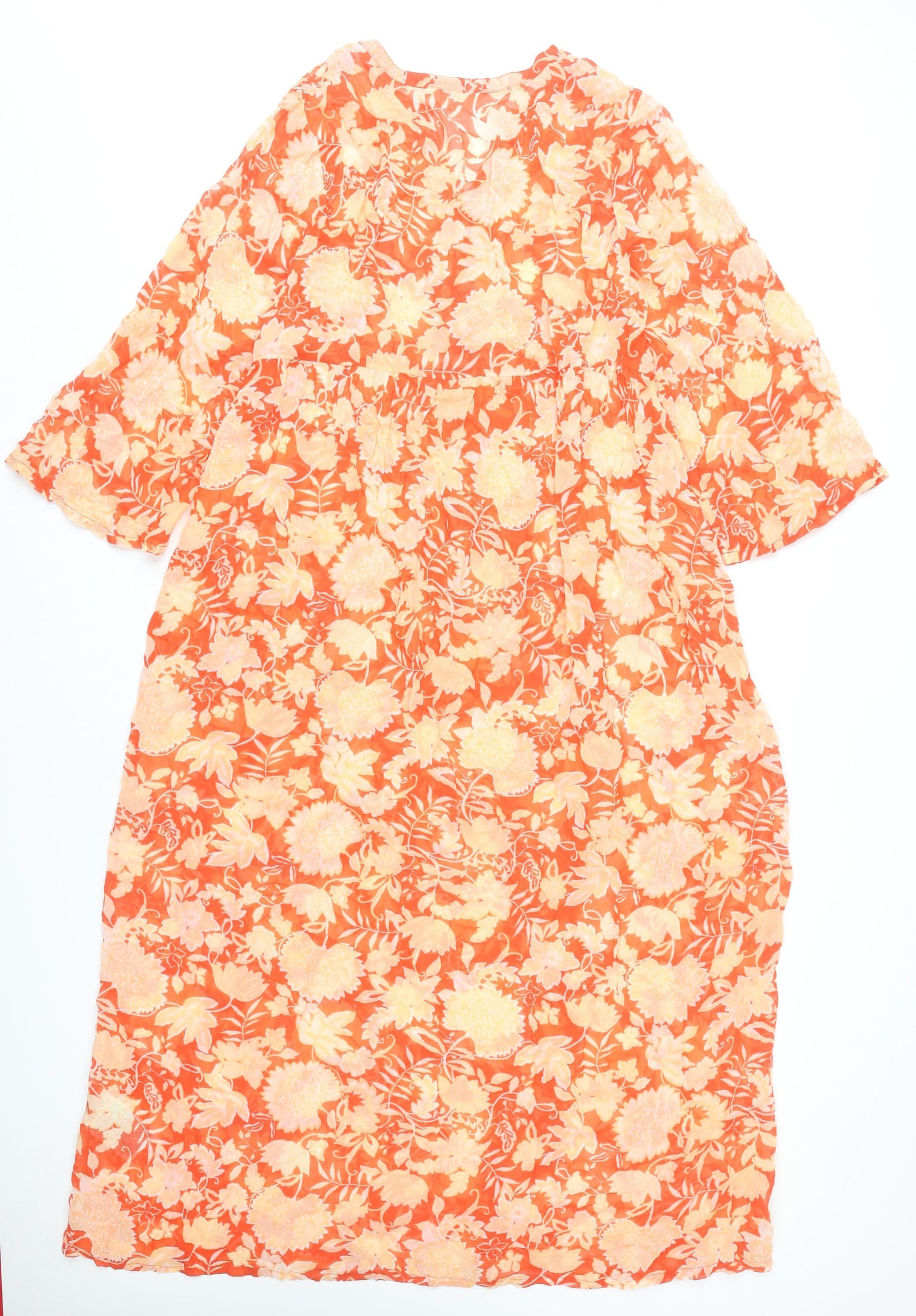 Part Two Women’s Orange Floral Viscose Midi Shift Dress Size 10