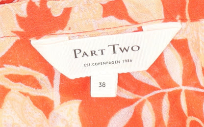Part Two Women’s Orange Floral Viscose Midi Shift Dress Size 10