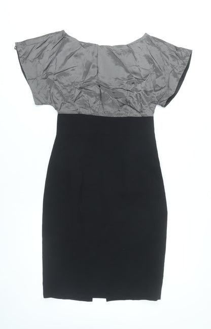 Coast Women’s Grey Black Sheath Dress Size 8 Silk Blend Formal