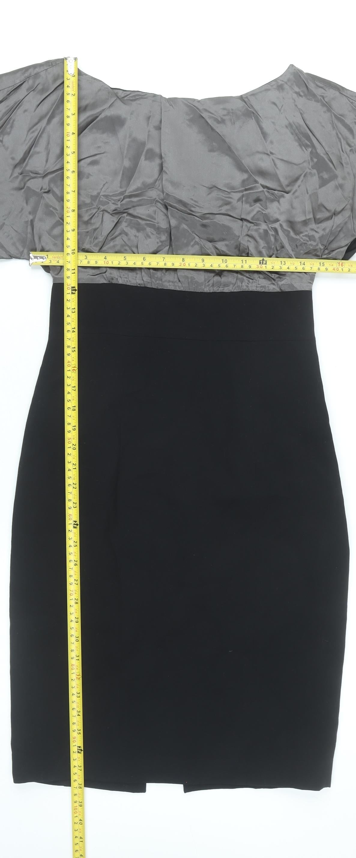 Coast Women’s Grey Black Sheath Dress Size 8 Silk Blend Formal