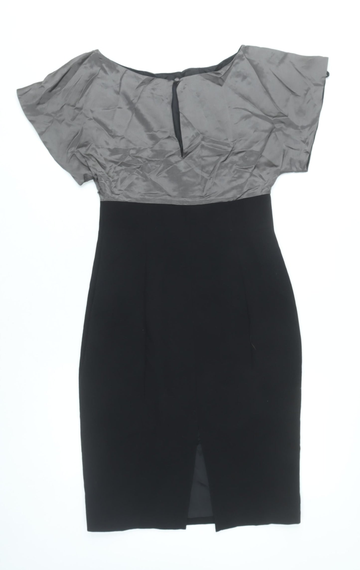 Coast Women’s Grey Black Sheath Dress Size 8 Silk Blend Formal