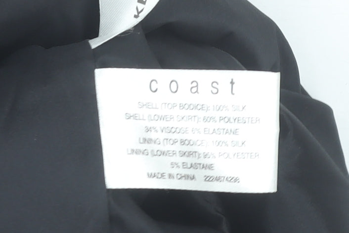 Coast Women’s Grey Black Sheath Dress Size 8 Silk Blend Formal