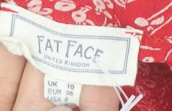Fat Face Womens Red Floral Wrap Skirt Size 10 Viscose Summer Short