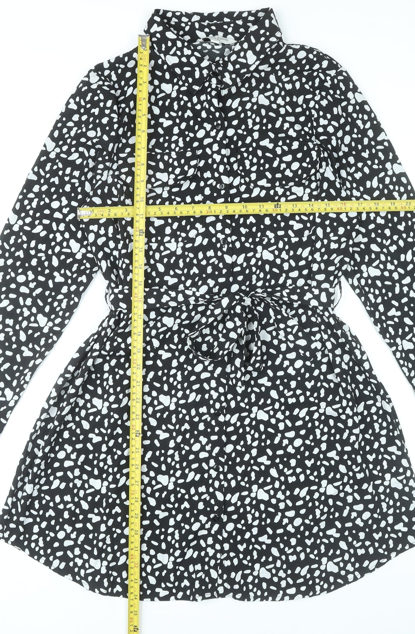 Brave Soul Women’s Black Animal Print Shirt Dress Size M