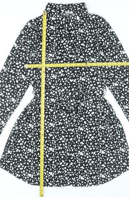 Brave Soul Women’s Black Animal Print Shirt Dress Size M