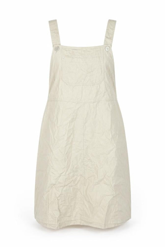 Sag Harbor Women Beige L Pinafore Dress Cotton Button Tie