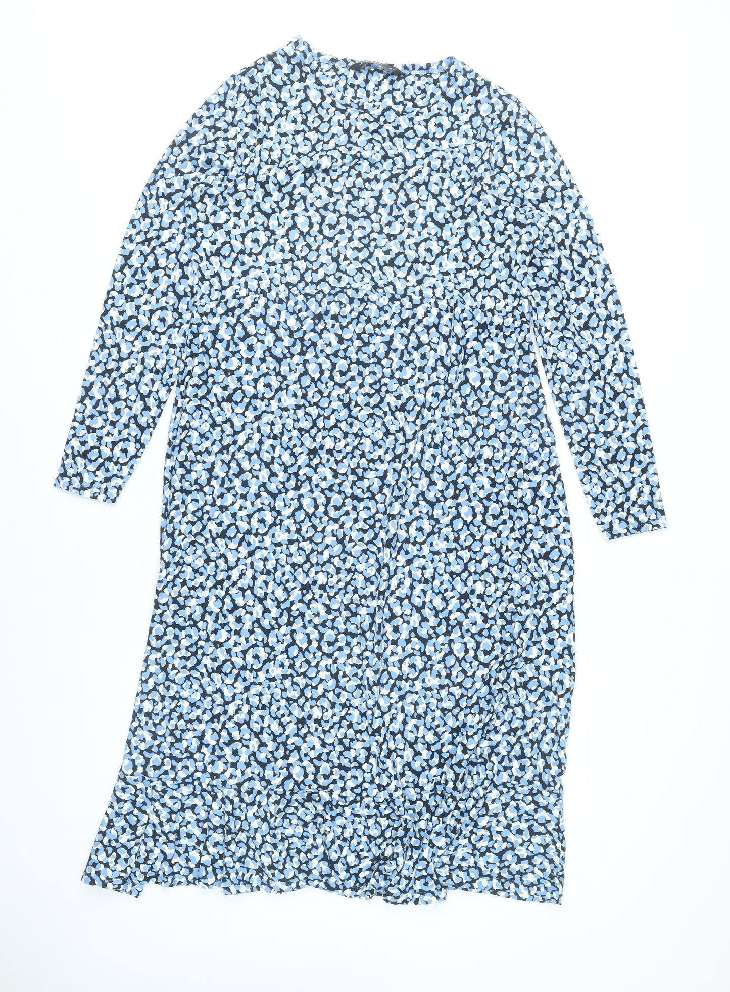 F&F Women’s Blue Animal Print Midi Shift Dress UK 12