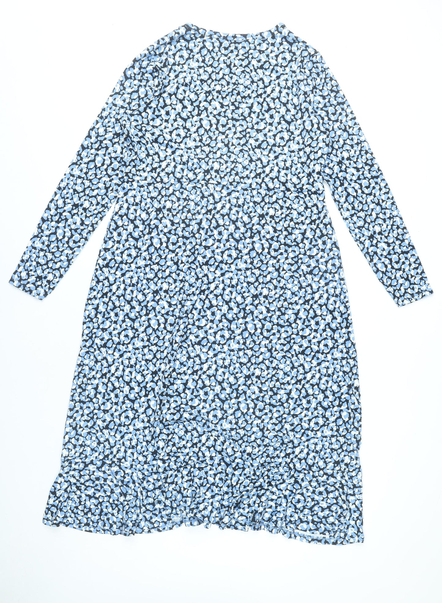 F&F Women’s Blue Animal Print Midi Shift Dress UK 12