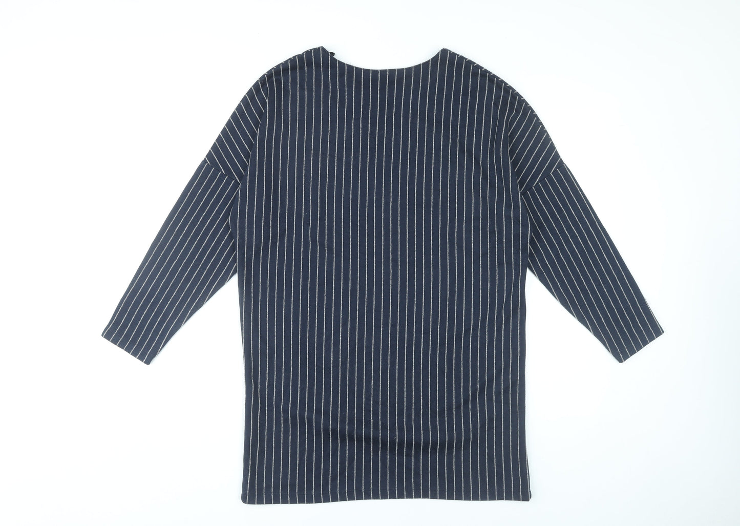 Zara Women Blue Striped Shift Dress Size M Knee Length 3/4 Sleeve