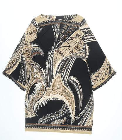 Beige by eci Women’s Black Beige Paisley Shift Dress UK 12