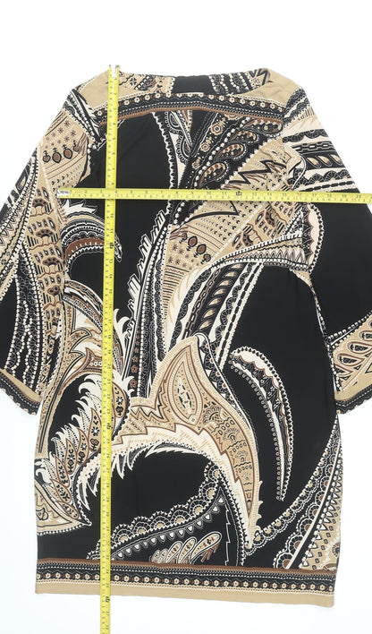 Beige by eci Women’s Black Beige Paisley Shift Dress UK 12