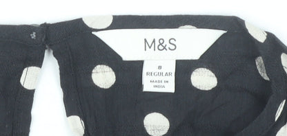 Marks and Spencer Women’s Black Polka Dot Blouse Size 8 Regular