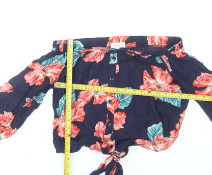 Solitaire Women’s Multicoloured Floral Rayon Blouse L Off Shoulder