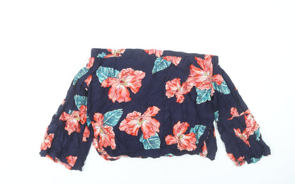 Solitaire Women’s Multicoloured Floral Rayon Blouse L Off Shoulder