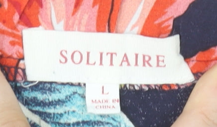 Solitaire Women’s Multicoloured Floral Rayon Blouse L Off Shoulder