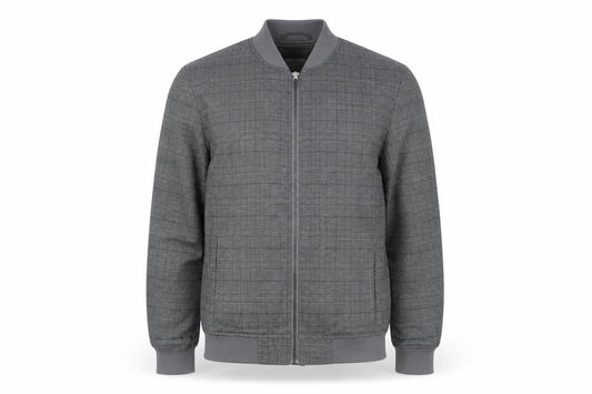 Primark Mens Grey XS Bomber Jacket Check Pattern Casual