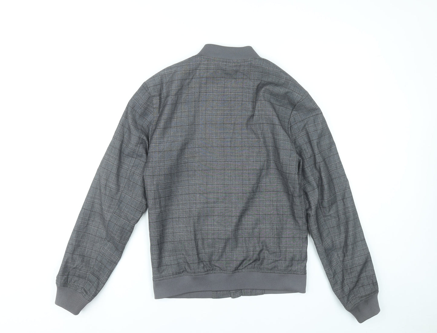 Primark Mens Grey XS Bomber Jacket Check Pattern Casual